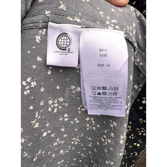 GANNI | Floral Printed Crepe Plunging Midi Dress in Black Size 34 US 2 - Picture 9 of 9